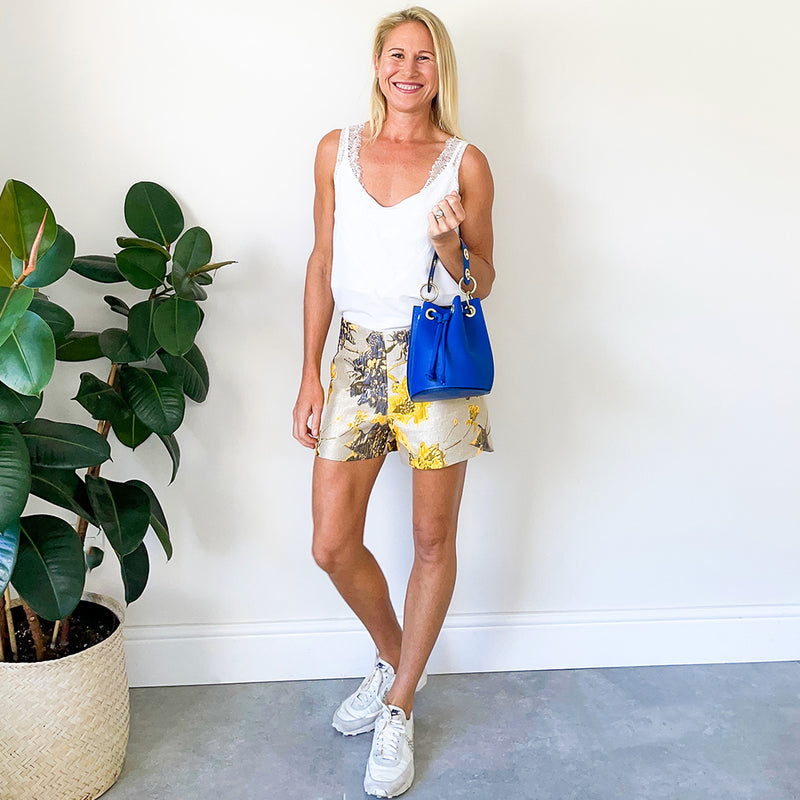 Flat Front Shorts - Mustard Lurex